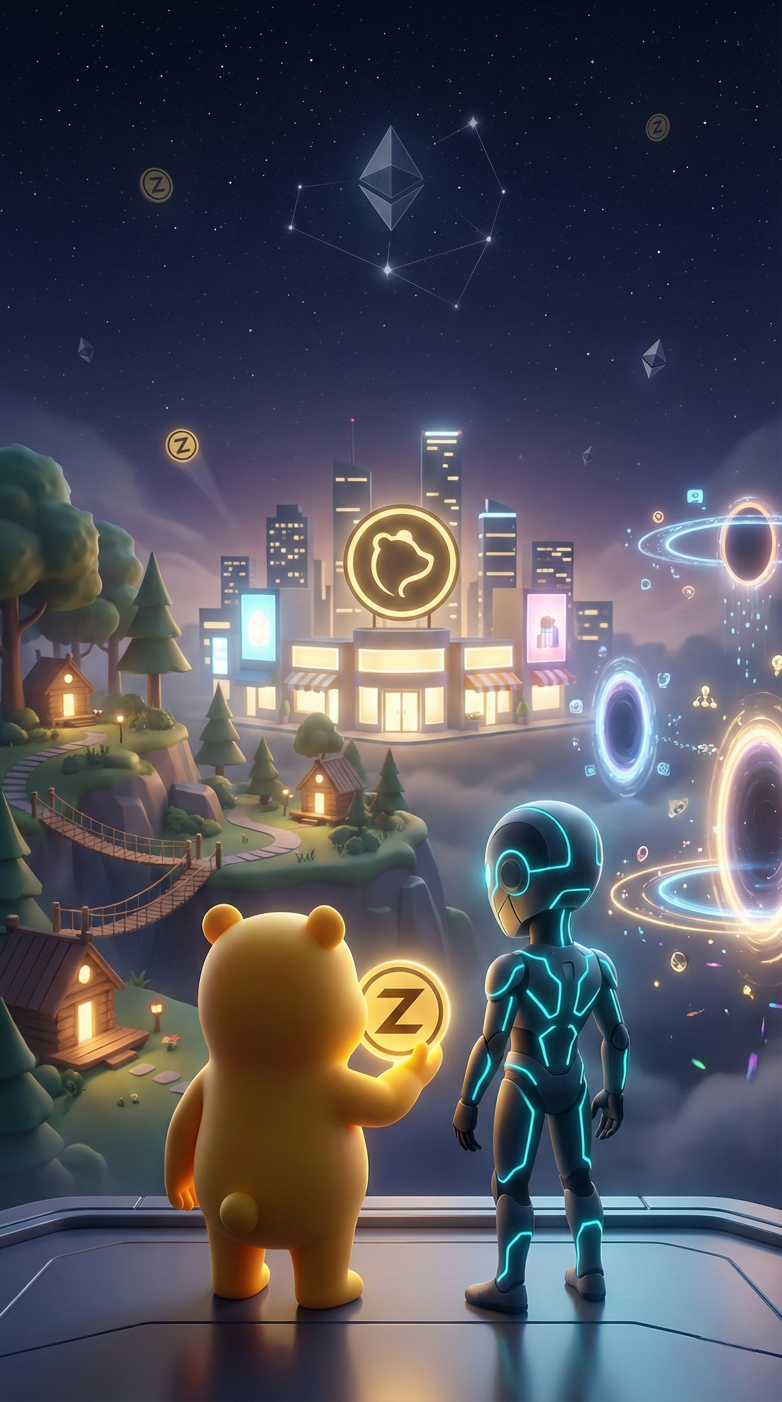 Zaro and ARC-7 looking at the ZaroVerse future